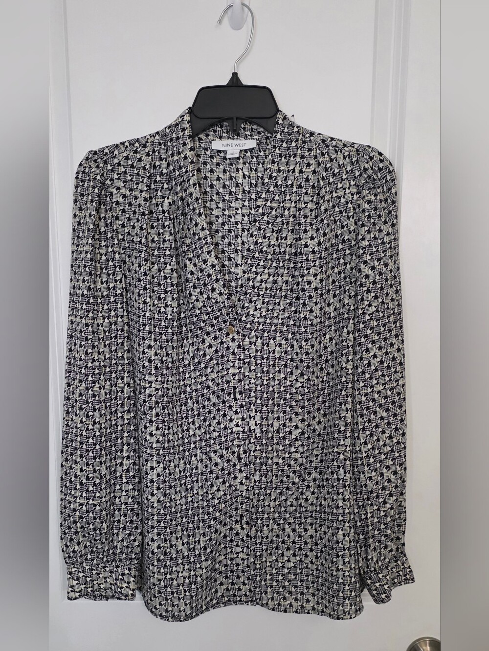 Nine West Black & White Geometric Blazer